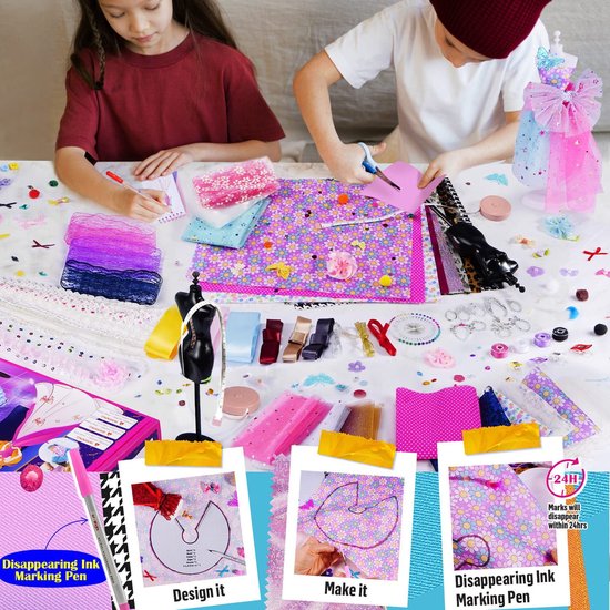 Naaisets voor kinderen, 1000 stuks modedesign meisjes, doe-het-zelf kunstknutselset