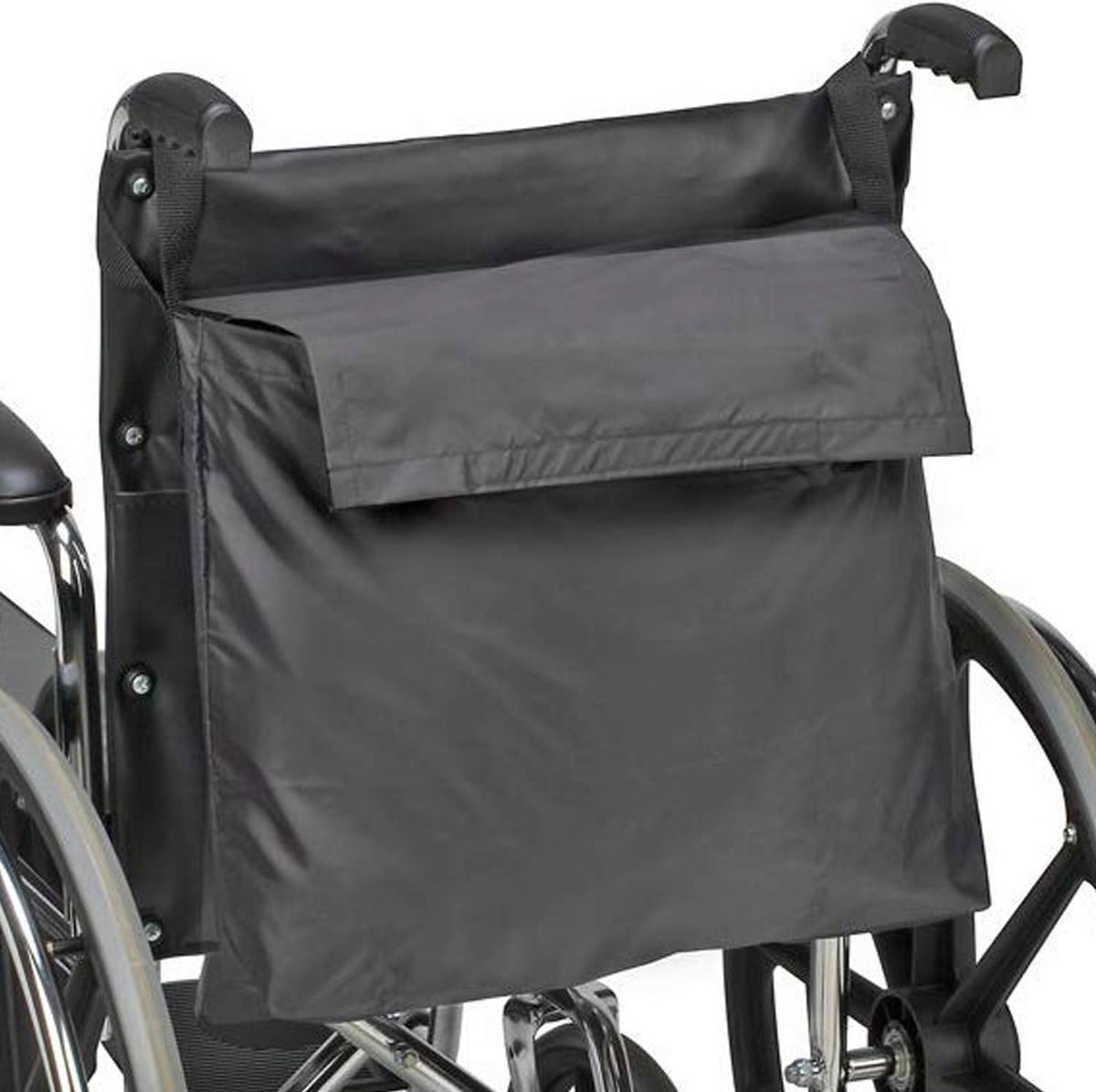 Goedkoopste Rolstoeltas - Rolstoelnetje - Rolstoel Opbergtas - Rolstoel Armsteun Opbergtas - Rollator tas - Scootmobiel tas - 600D Oxford stof - Zwart - 14 19cm - voor de meeste rolstoelen-wandelaars of rollators