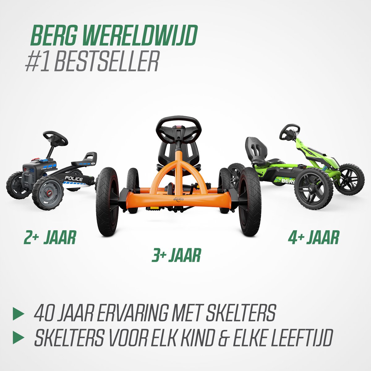 BERG Buddy Retro Green Skelter - 3+ Jaar - Vrijloopautomaat - Verstelbare Stoel - Groen — afbeelding 7