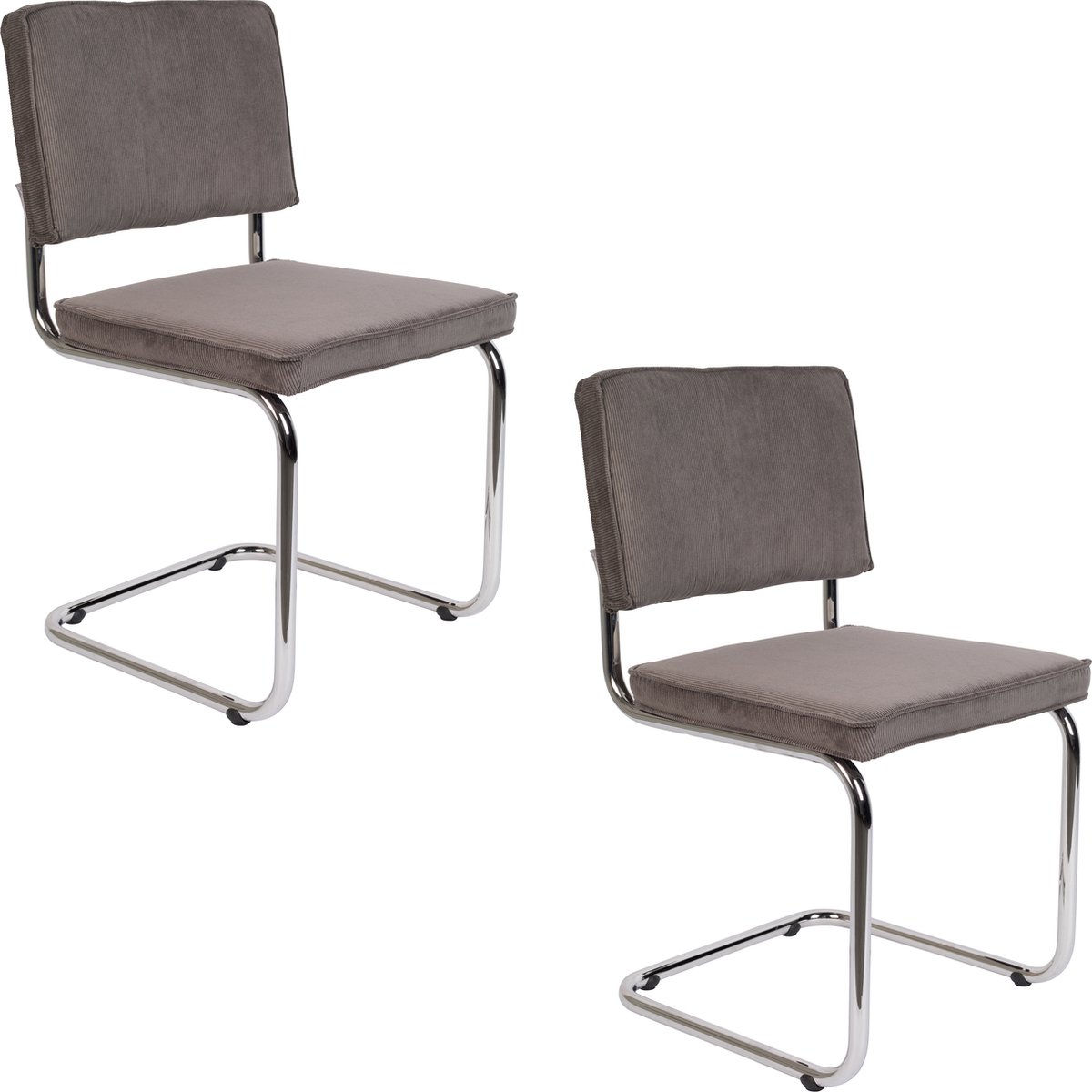 Ridge Rib Eetkamerstoelen Grijs - Set van 2