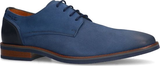 Van Lier - Homme - Chaussures à lacets en nubuck bleu - Taille 40