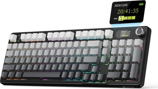 ATTACK SHARK X98PRO - Draadloze Mechanisch Gaming Toetsenbord - Side Printed PBT Keycaps - TFT Scherm - Multifunctionele Draaiknop - Wired/2.4G/Bluetooth Tri-Mode - Gasket Mod - 98keys - Moonlit Night