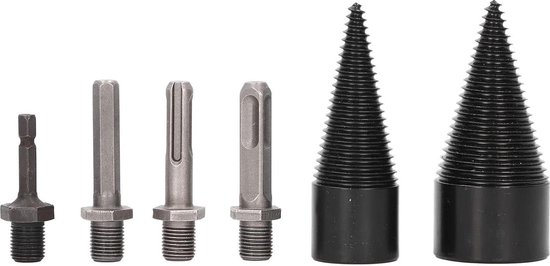 6 Stuks Hout Splitter Boor, 32 Mm 42 Mm Afneembare Zware Splitting Kegel Brandhout Log Splitter Boor Met 4 Handgrepen