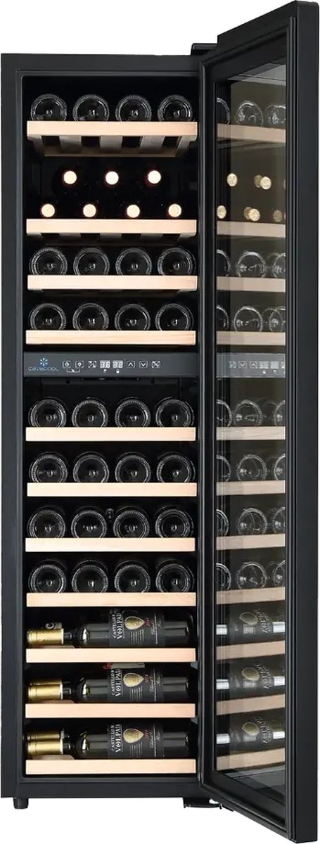 Wijnkoelkast Cavecool Raw Quartz - 44 flessen - 2 temperatuurzones - zwart