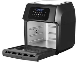 Royal Swiss® Airfryer oven - Hetelucht friteuse - 12 liter - 8 programma's - 5 accessoires - 80 tot 200 graden - 1800 watt - Zwart/RVS