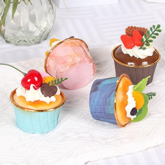 HELTER 6 stks Simulatie Cupcake, Realistische Kunstmatige Voedsel Cake Nep Cupcake Brood Dessert Display Rekwisieten Echt Model Voor Thuis Keuken Winkel Decoratie