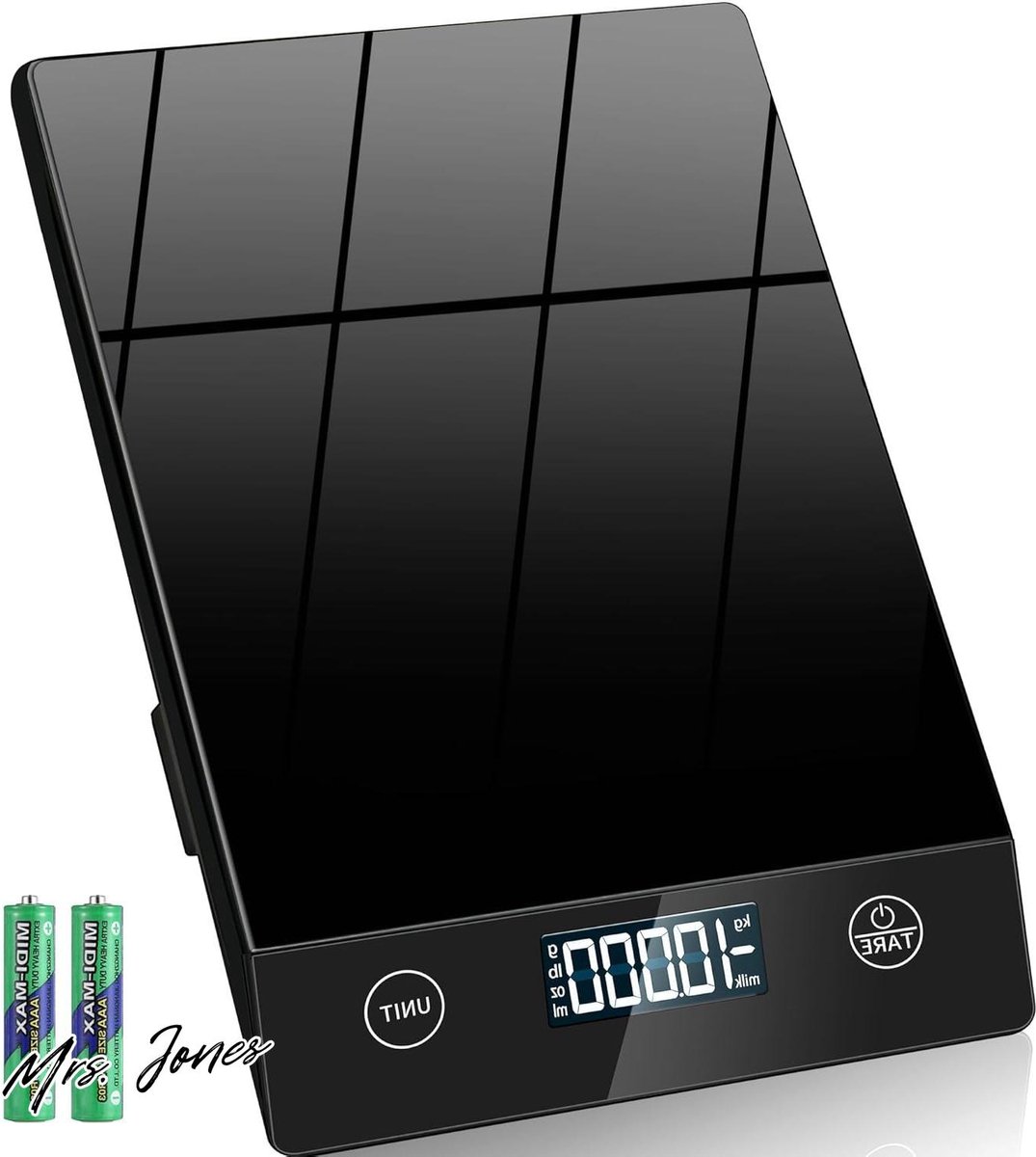 Mrs. Jones Digitale Keukenweegschaal Zeer Nauwkeurig 10 kg Zwart Glas .