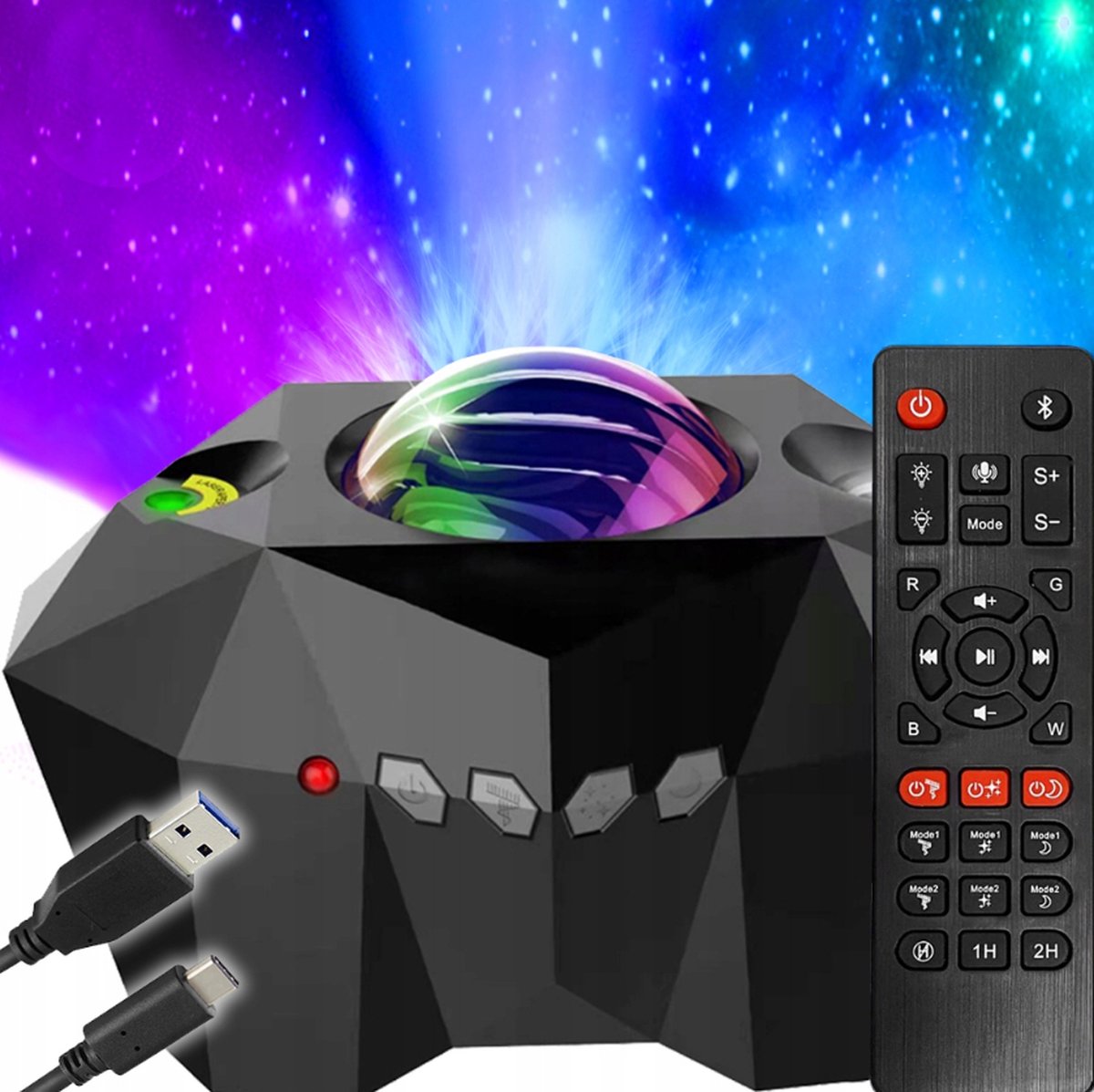 Projector met Poollicht, Sterrenhemel en Maan - Bluetooth Speaker + Afstandsbediening!