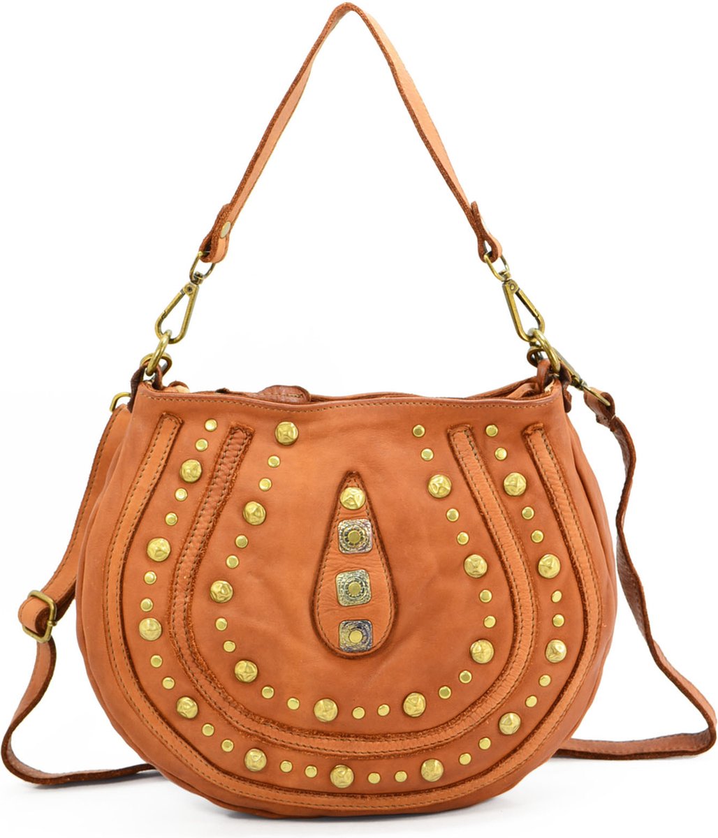 Dames Schoudertas / Handtas met klinknagels - Made in Italy - Premium Leather