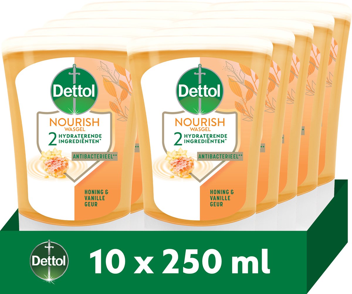 Dettol No-Touch Handzeep Navulling Honing & Vanille 250ml - 10 stuks - Voordeelverpakking