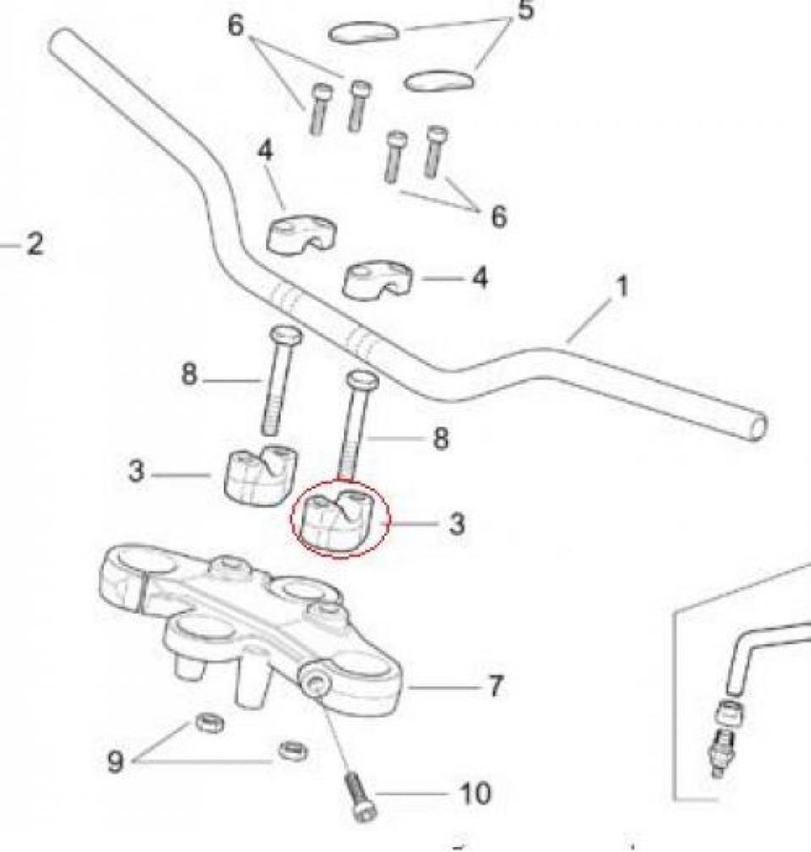 origineel stuur voor aprilia 125 rs tuono 2003 tot 2004 ap8123605 nieuw
