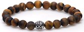 Karma Tiger Without Fear Silver Round Bead Armband 86430