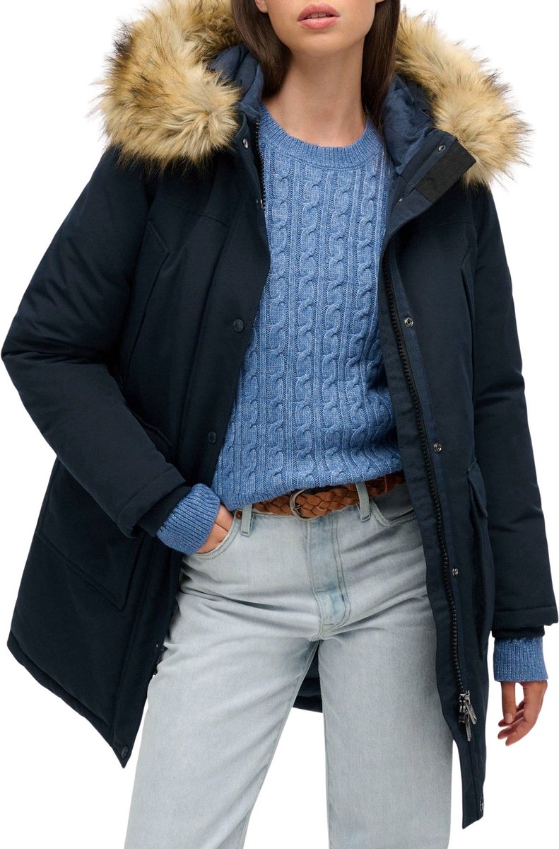 Superdry Everest Faux Fur Parka Winterjas Dames Blauw