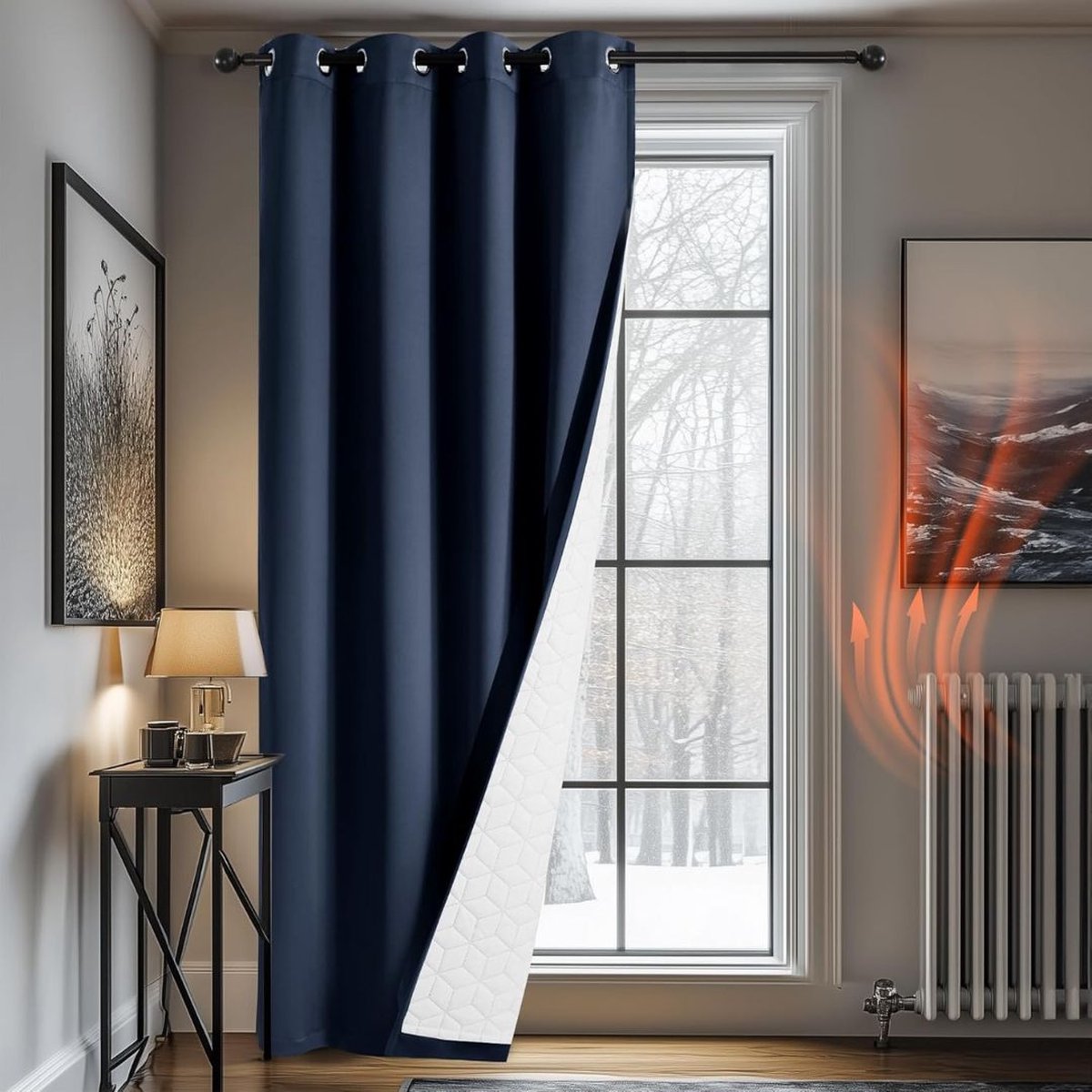 White-label® Deurgordijn - Polyester - 132x160cm - Donkerblauw