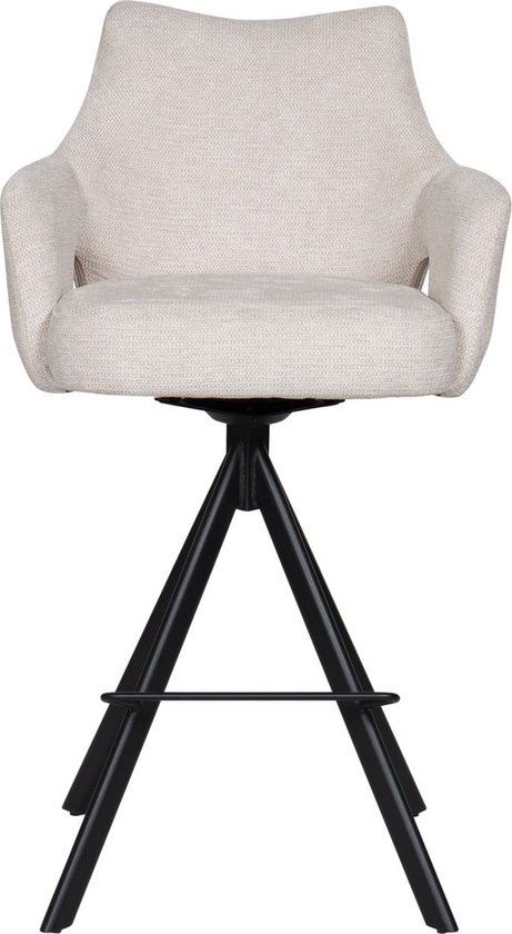 HTfurniture - Tabouret de bar Witte - rotation 180 degrés - avec accoudoirs - vernis noir