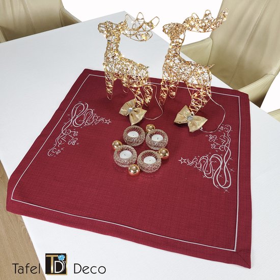 Serviette de pont modèle Maria, 70×70 cm, résistante à la saleté, rouge avec bande blanche.