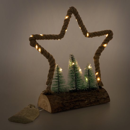Étoile décorative LED en jute avec éclairage LED