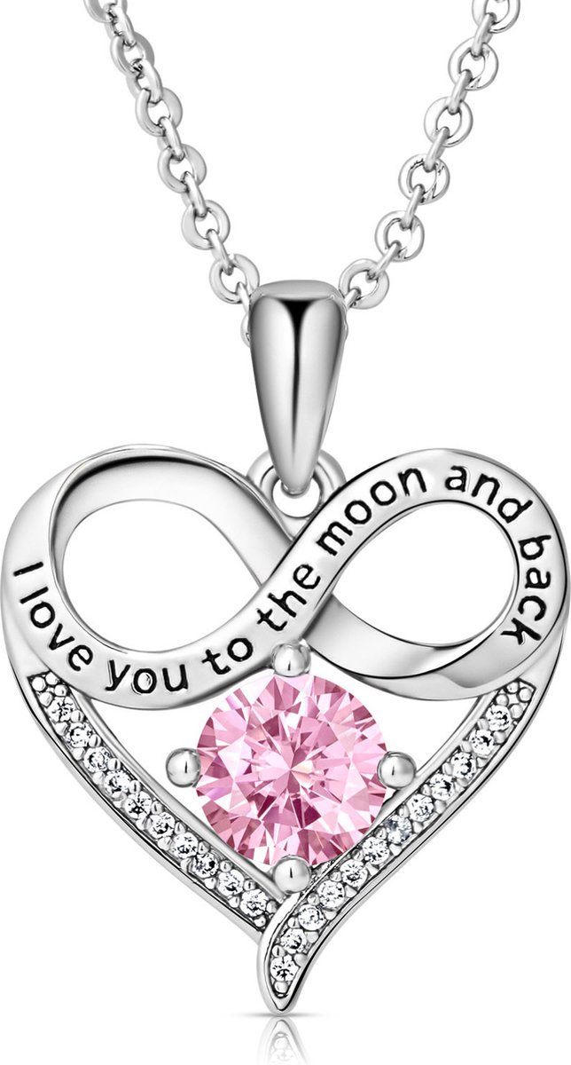 Juwelium Ketting + Flowerbox Geschenkset | Luxe Roze Infinity Hart Ketting met Zirkonia | Perfect Cadeau voor Vrouw, Vriendin, Moeder, Dochter