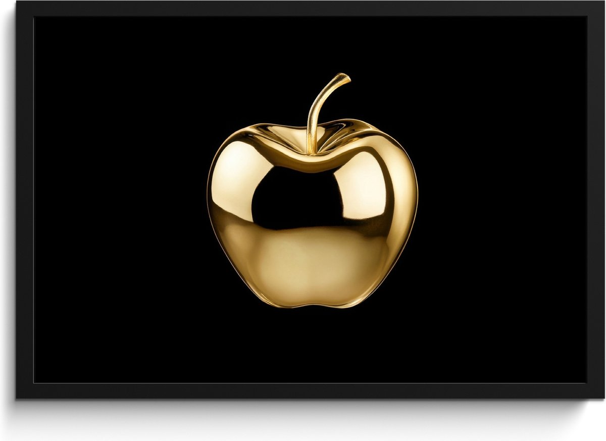 FrameYourWall Fotolijst inclusief poster - Posterlijst 60x40 cm - Posters - Appel - Goud - Chrome - Zwart - Foto in lijst - Keuken decoratie muur - Wanddecoratie accessoires - Muurdecoratie - Schilderijen