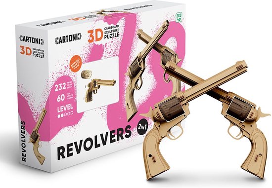 CARTONIC- Revolver- Puzzle 3D- Jouets - DIY- Créatif - Carton - Pour enfants et adultes