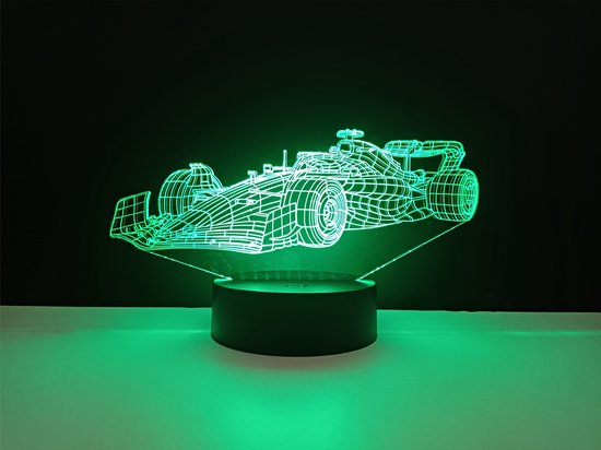 3D Led Lamp - MAX - Formule 1 Auto - F1 - 2024 - 3D Lamp - Tafellamp Slaapkamer - Night Lamp - Nachtlichtje - Verjaardagscadeau - Formule 1 - Raceauto van Merkloos — afbeelding 4