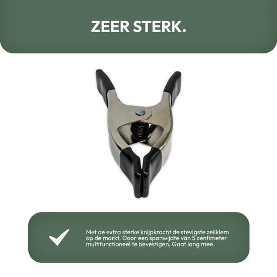 STACK Zeilklemmen Metaal - 10 Stuks - 15 cm - 5 cm Spanwijdte - Extra sterk - Zeilclip voor Afdekzeil - Afdekzeil Klemmen - Klemmen voor Bootzeil/Zeil/Spandoeken/Marktkraam - Lijmklem - Marktklem van STACK — afbeelding 3