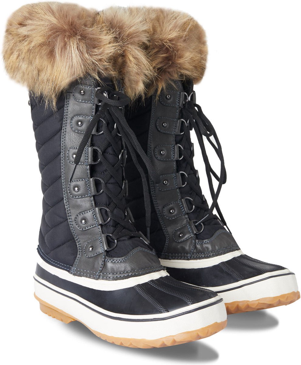 Horze bont gevoerde winterlaarzen dames Black