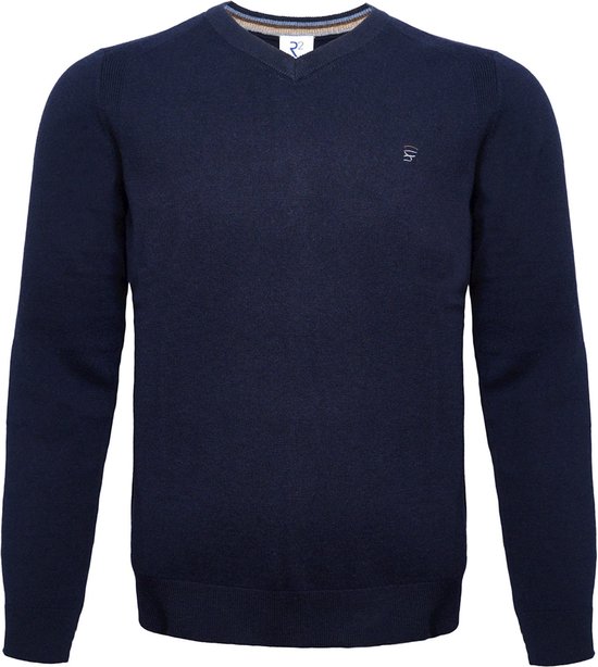 Pull R2 col V en laine mérinos bleu marine Taille 3XL Homme