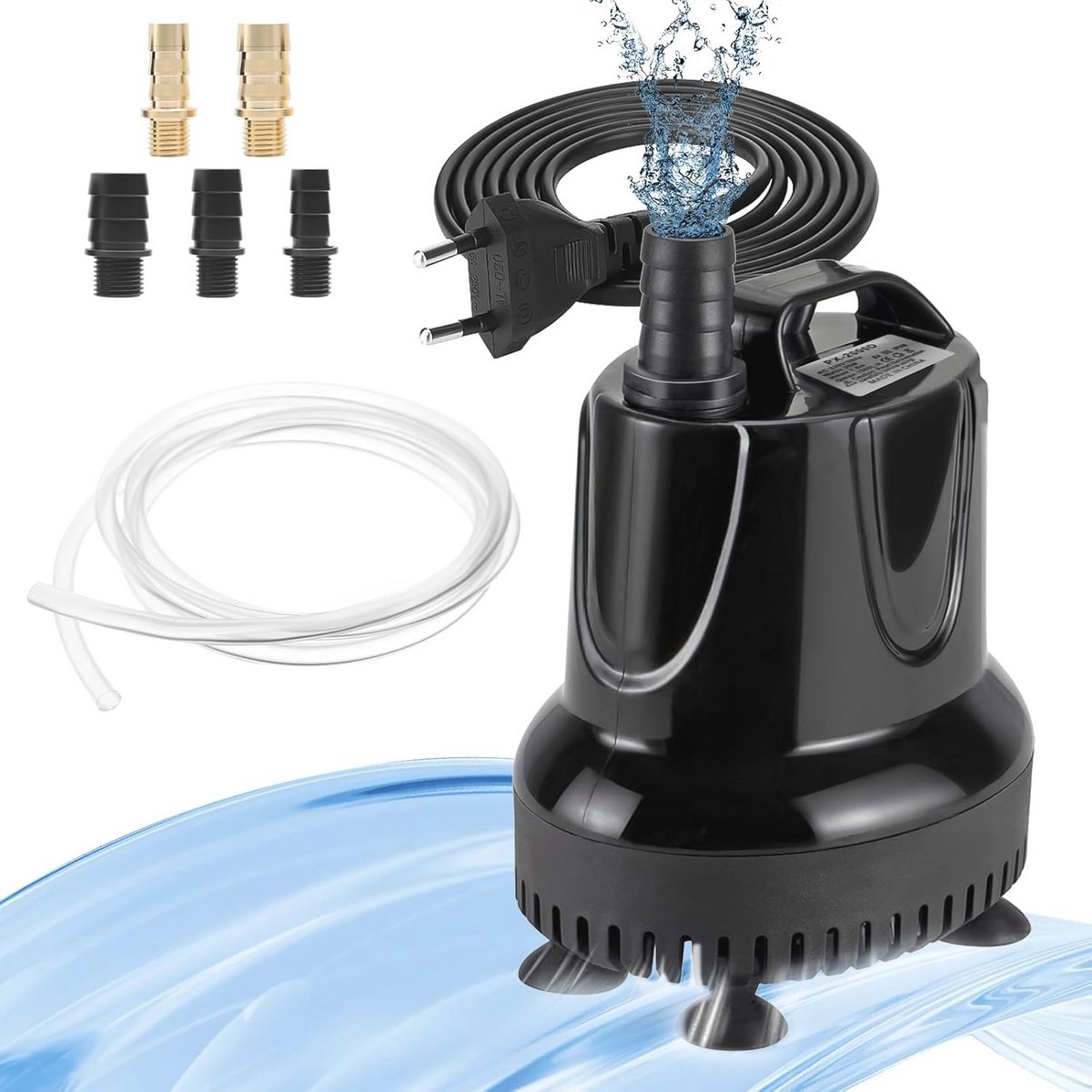 Kleine Dompelpomp 25W - Mini Waterpomp 1200L/H met 3 Sproeiers voor Vijver, Fontein, Aquarium en Tuin