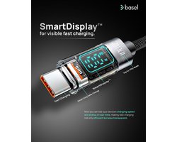 Basel PRO USB C naar Apple Lightning Fast Charging kabel met Watt-display 2m
