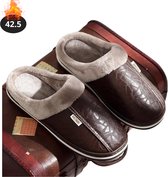 Livano Warme Pantoffels - Sloffen - Slippers - Dames - Heren - Pluche - Maat 42.5 - Bruin