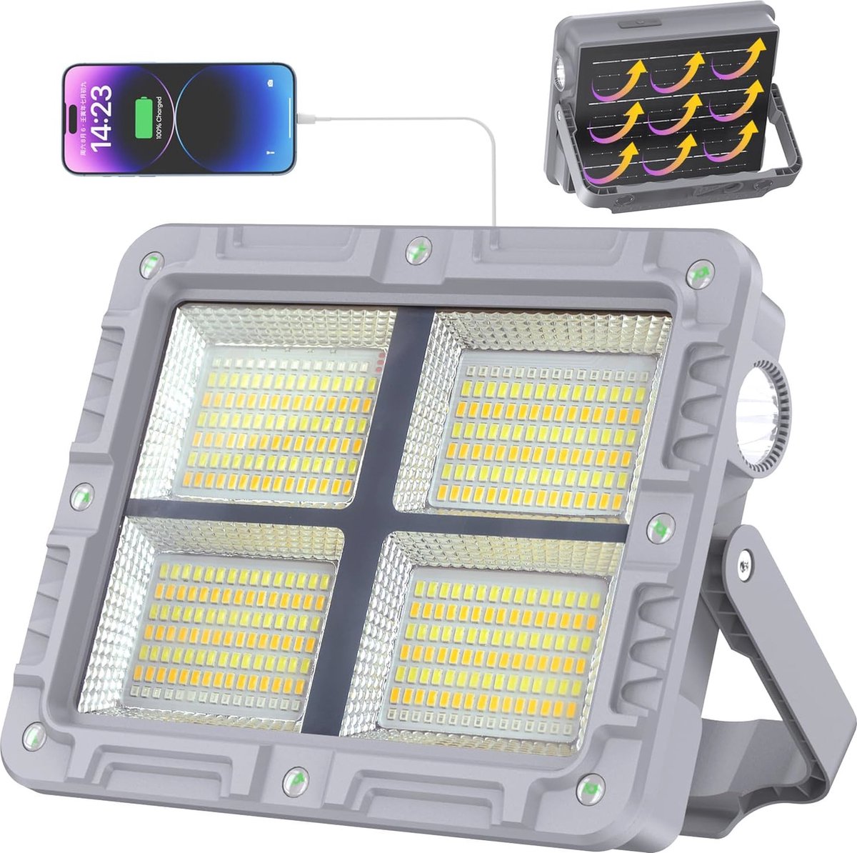Draagbare 100 W LED-bouwspot met 12000 mAh batterij - 5 modi - Oplaadbare USB powerbank voor buitenshuis