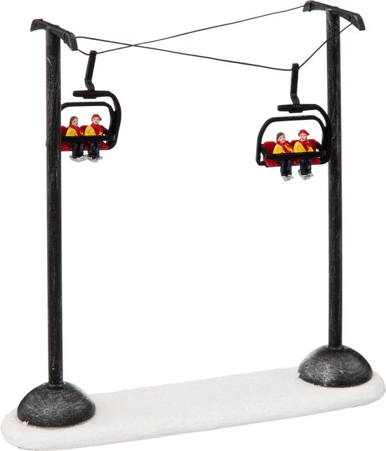 Feeric Christmas Kerstdorp stoeltjeslift - wintersport - 22 cm - kunststof/polyresin