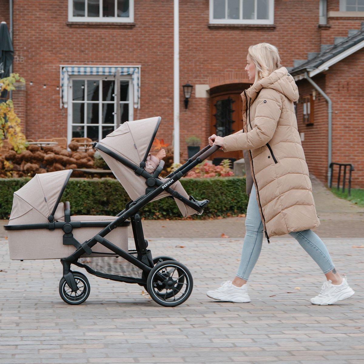 Poussette Double Deryan EVY V2 - Pour Jumeaux Jusqu'à 50 Kg, Nacelles Inclinables, Compacte Et Maniable