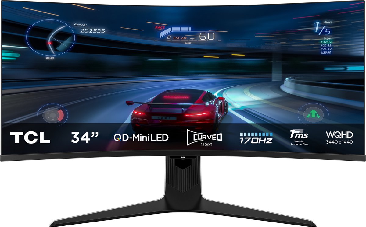 Tcl 34r83q Qd-mini Led Gaming Monitor - 34 Inch Wqhd 3440 X 1440 Ahva (advanced Hyper-viewing Angle)