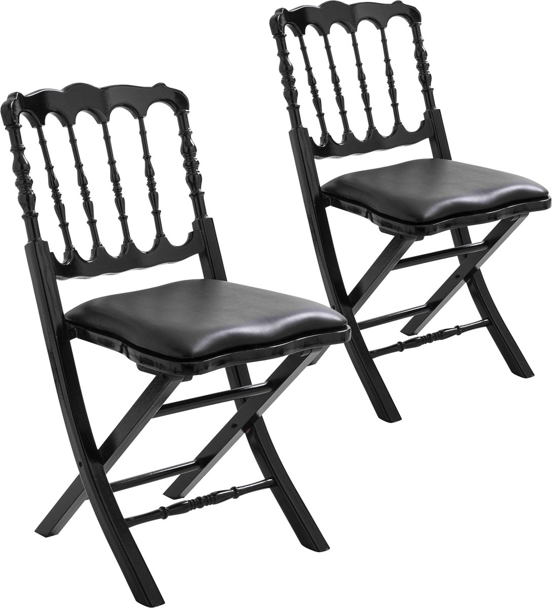 Oviala - Zwarte houten inklapbare stoelen - Napoléon III