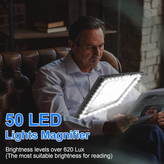 Loupe avec Siècle des Lumières LED - Loupe 5x pour la lecture et les loisirs - Portable et pliable