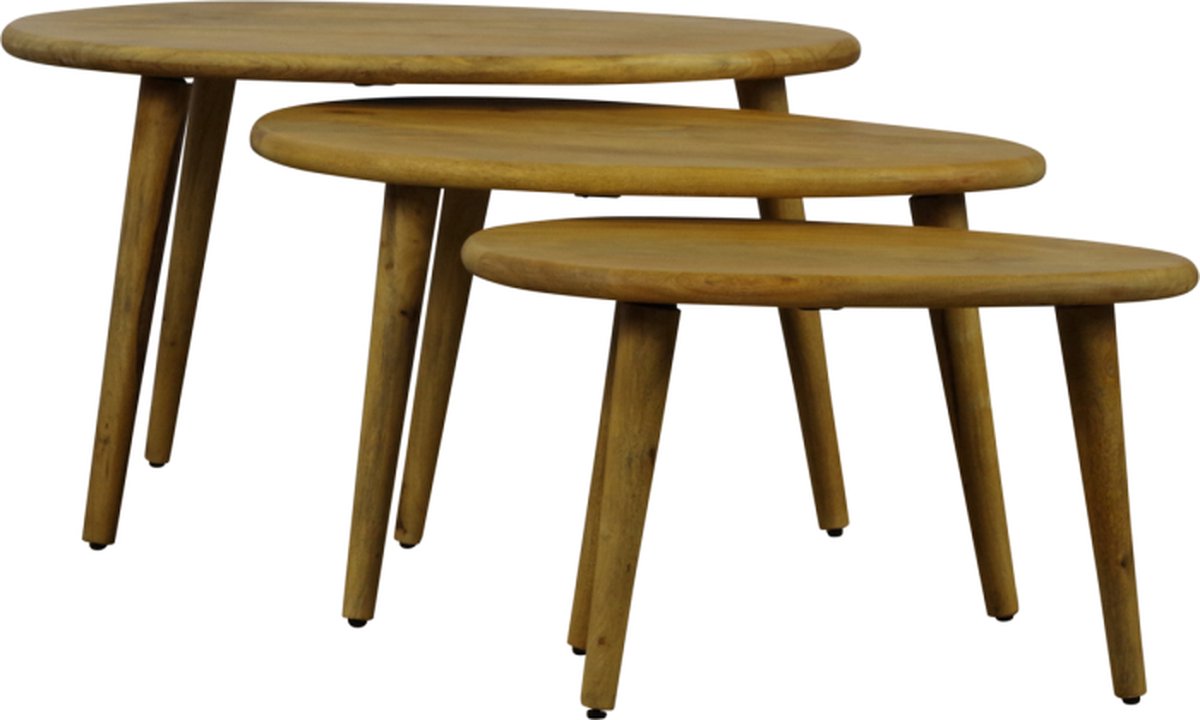 Salontafel Eden set van 3 mangohout - Naturel