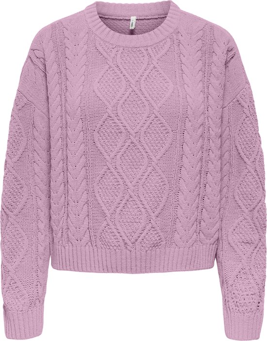 Pull Only Onlelly Life LS à col rond et torsadé CC Knt 15351234 Mauve Mist pour femme, taille M
