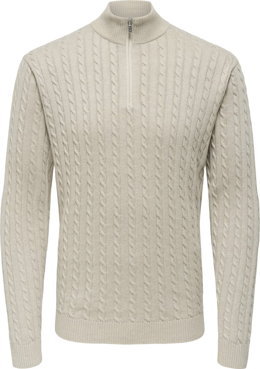 ONLY&SONS - ONSLOUI REG 12 CABEL HALF ZIP KNIT NOOS - Heren - Gebreide truien