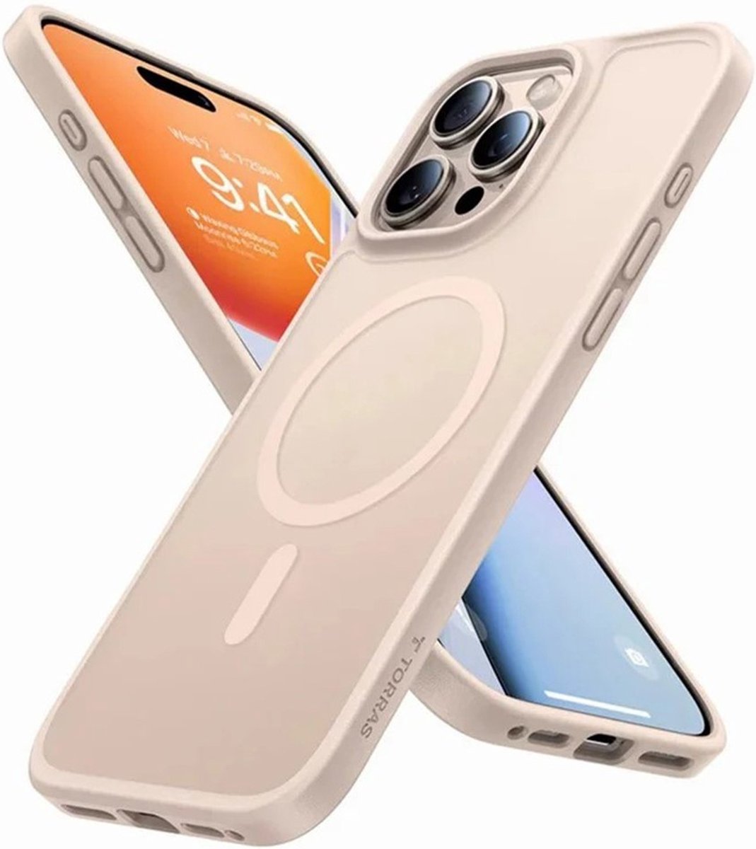 Torras Geschikt voor iPhone 16 Pro hoesje – slanke bescherming met magnetisch ondersteuning - Woestijngoud