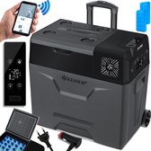 KESSER® Compressor Koelbox Elektrische Vriezer, met APP-bediening USB-aansluiting 12/24 V 230V, +Telescopische stangwielen Collbox tot -20 °C voor auto, vrachtwagen, boot, camper, camping - 50 Liter, Antraciet / Zwart