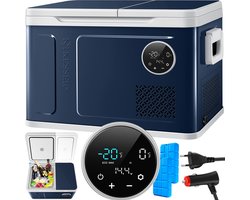 KESSER® Compressor Koelbox 2in1 Dubbele Zone Koeler & Vriezer, Elektrische Vriesbox LED Touch Control 12/24 V 230V, Frigobox Koelen tot -20 °C voor Auto, Vrachtwagen, Kamperen - 40 Liter, Marineblauw / Lichtgrijs