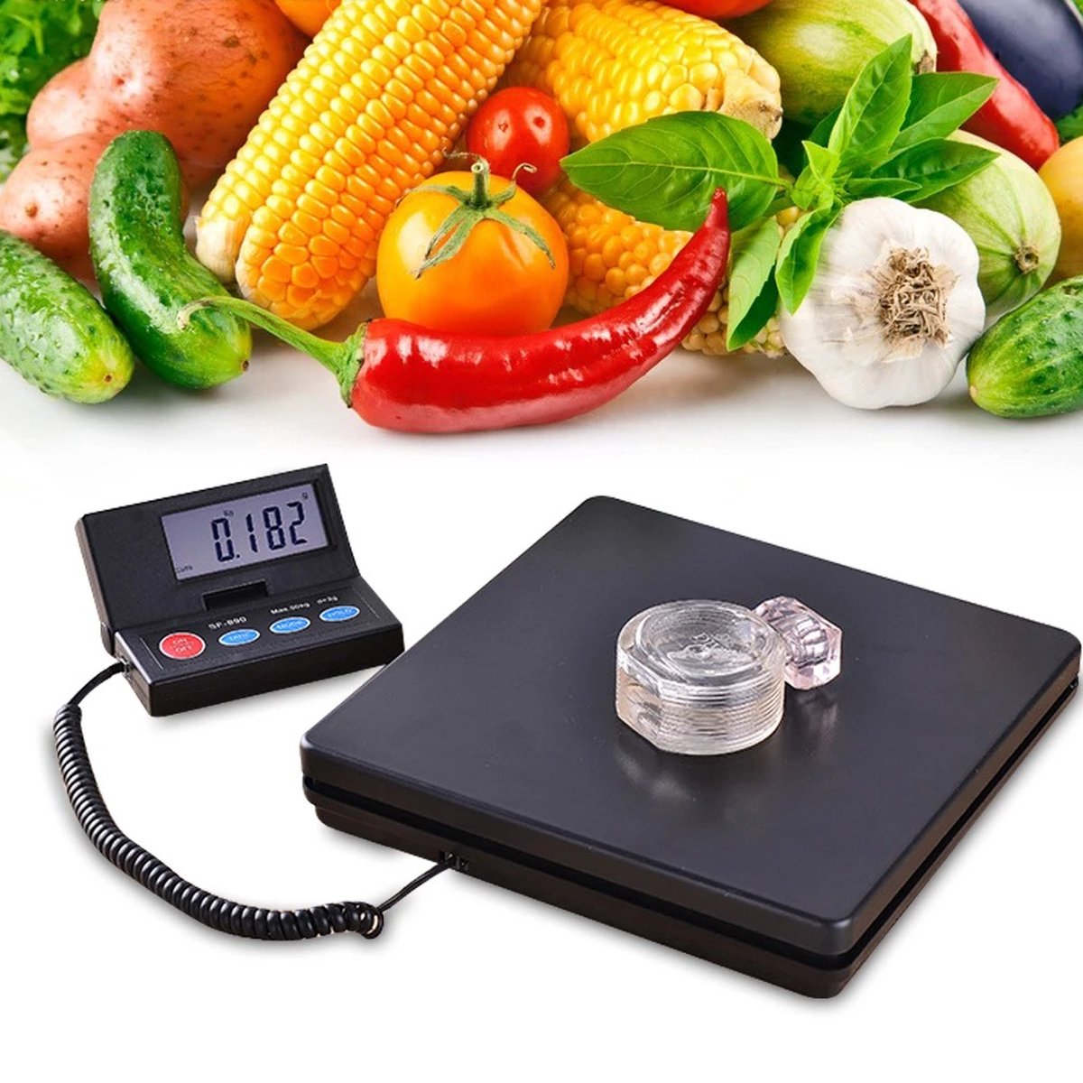 Professionele keukenweegschaal - 1 g tot 50 kg - LED display - Zwart - 28 x 28.5 x 9 cm - Nauwkeurig - Diverse eenheden - Oplaadbare batterij