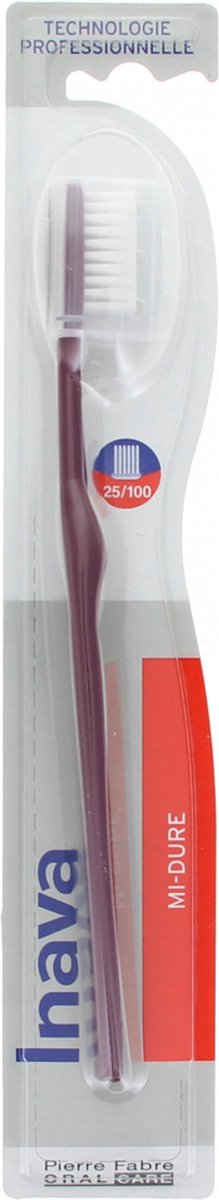 Inava Medium Tandenborstel 25/100 (Kleur : Bordeaux)