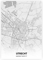 Utrecht plattegrond - A4 poster - Tekening stijl