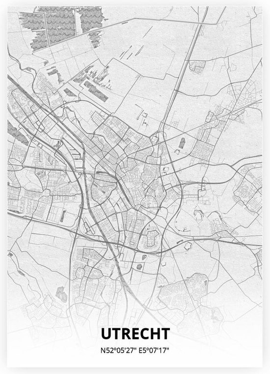 Utrecht plattegrond - A4 poster - Tekening stijl