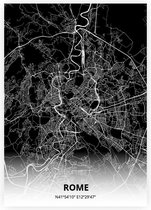 Rome plattegrond - A2 poster - Zwarte stijl