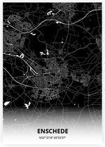 Enschede plattegrond - A4 poster - Zwarte stijl