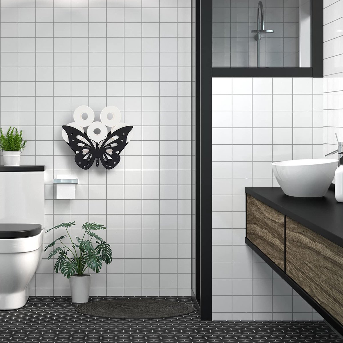 La'Moussawi ® Stijlvolle Metalen Toiletpapierhouder in Unieke Vlindervorm voor Badkamers